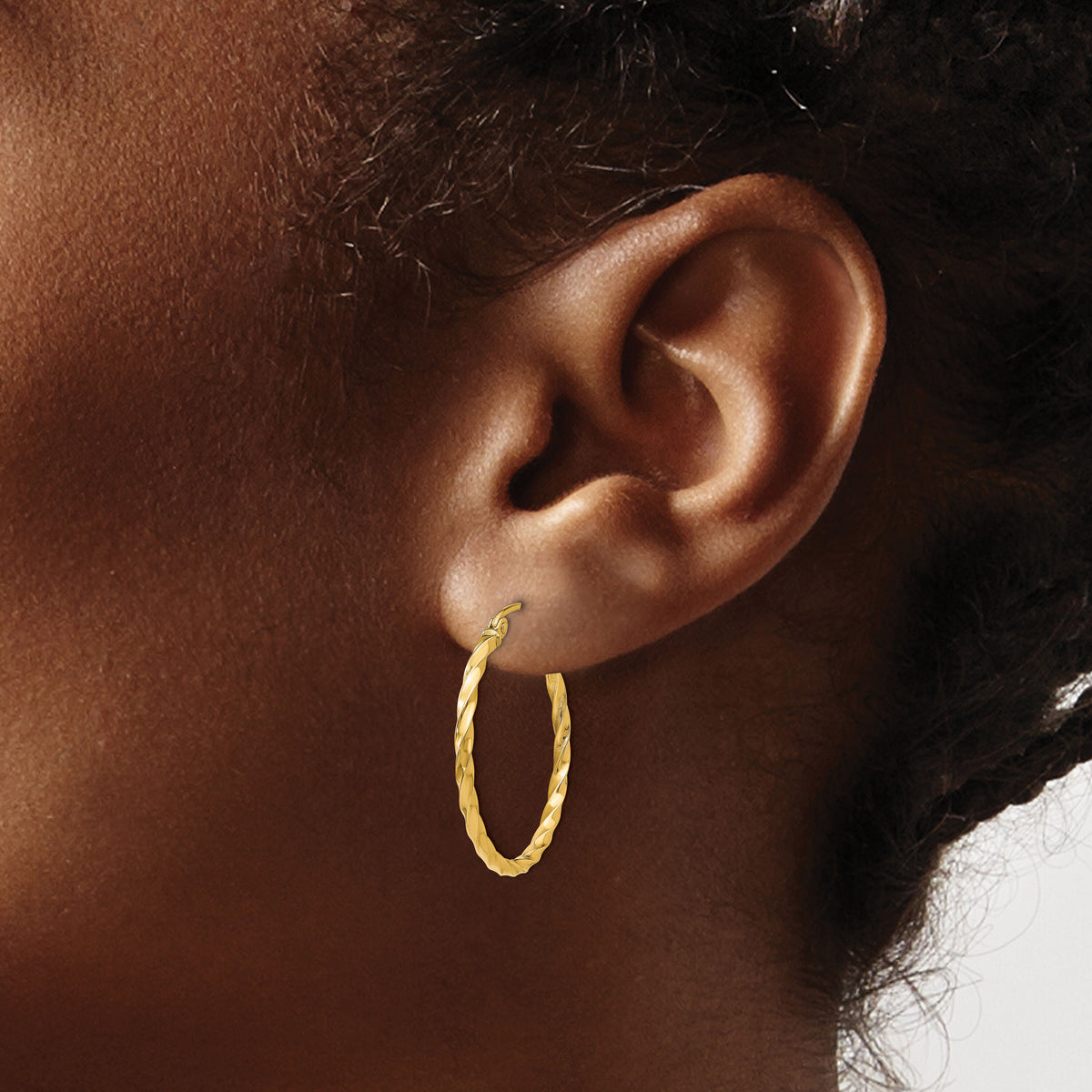 14k Twist Polished Hoop Earring-TC670
