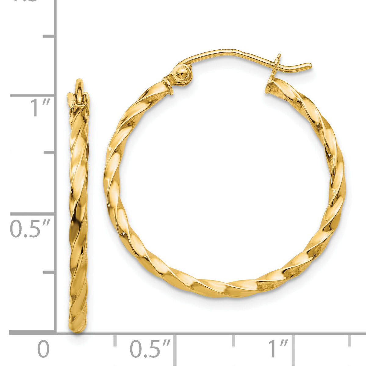 14k Twist Polished Hoop Earring-TC670