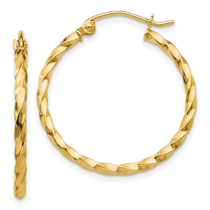 14k Twist Polished Hoop Earring-TC670