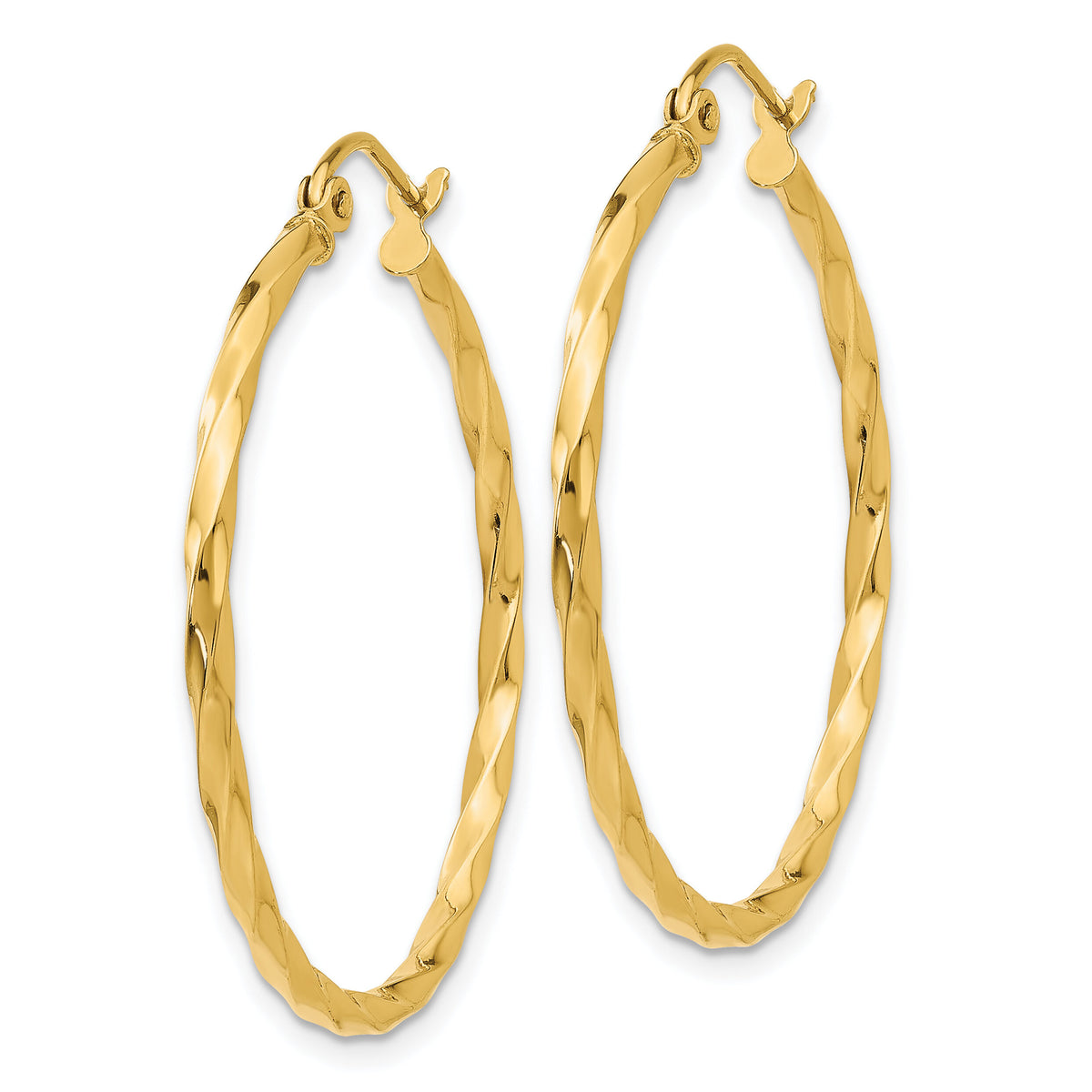 14k Twist Polished Hoop Earring-TC671