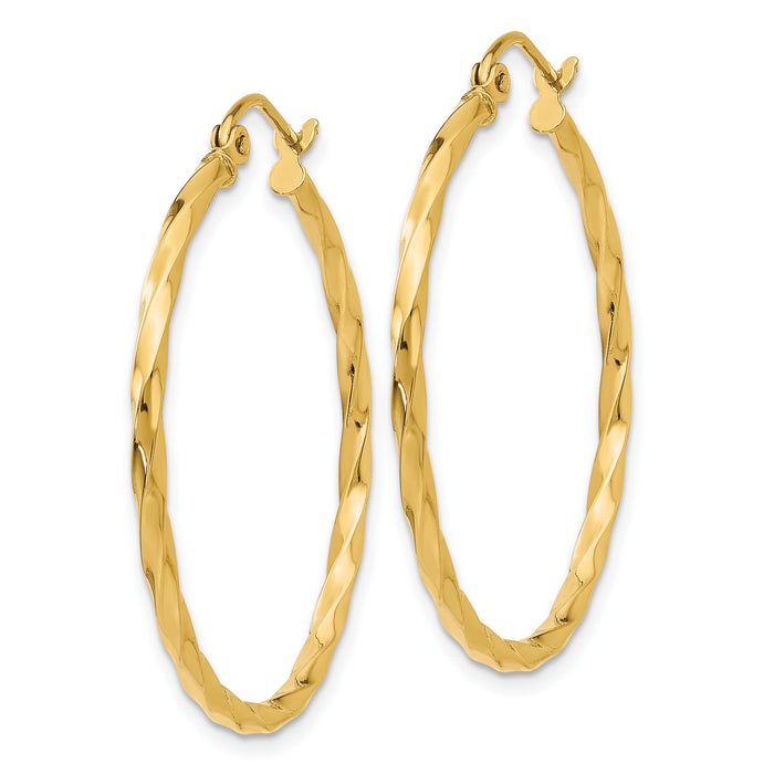 14k Twist Polished Hoop Earring-TC671