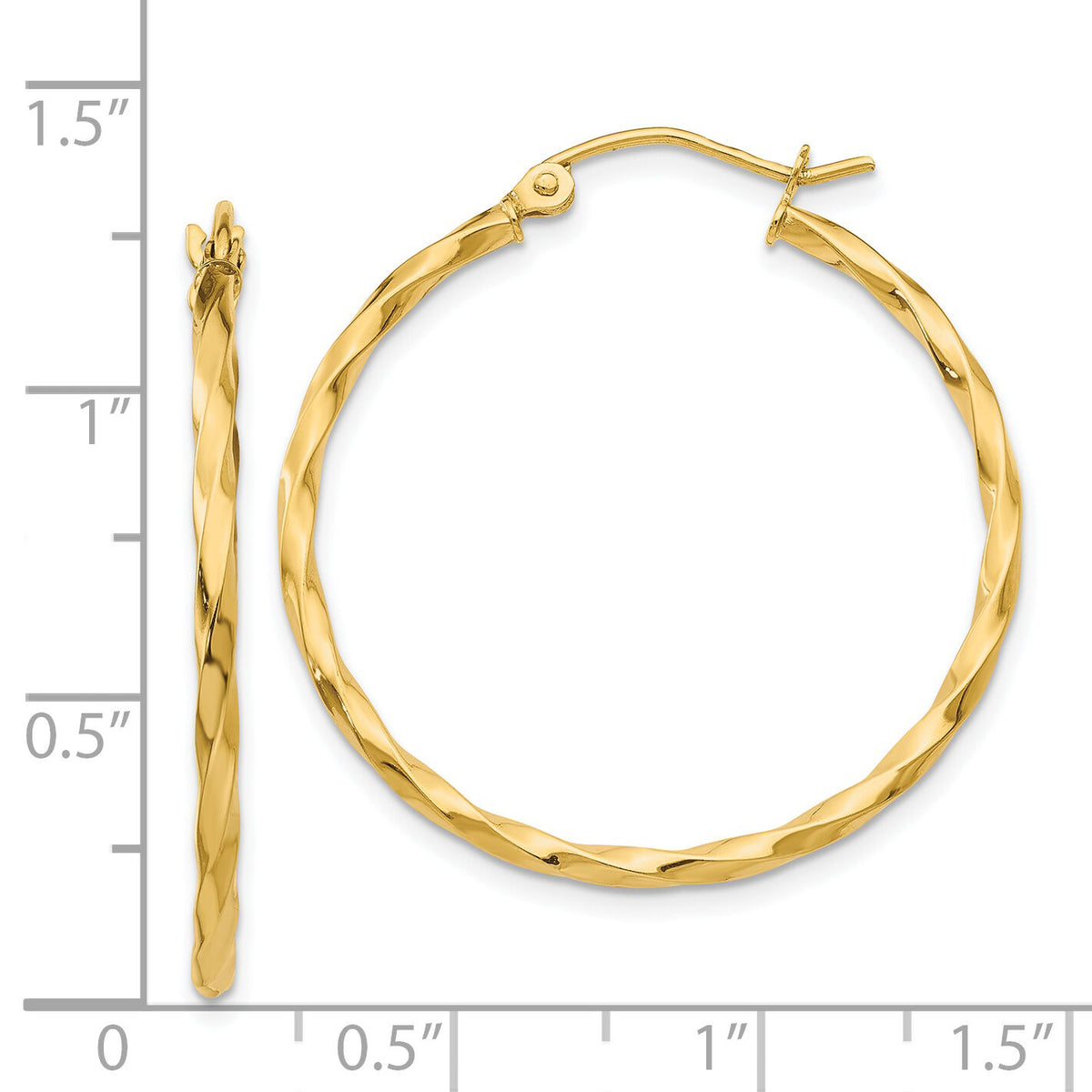 14k Twist Polished Hoop Earring-TC671
