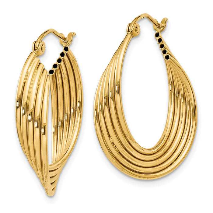 14k Lightweight Fancy Hoop Earrings-TC703