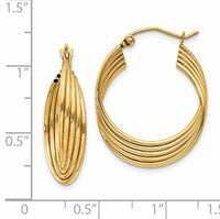 14k Lightweight Fancy Hoop Earrings-TC703