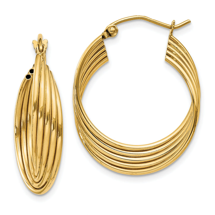 14k Lightweight Fancy Hoop Earrings-TC703