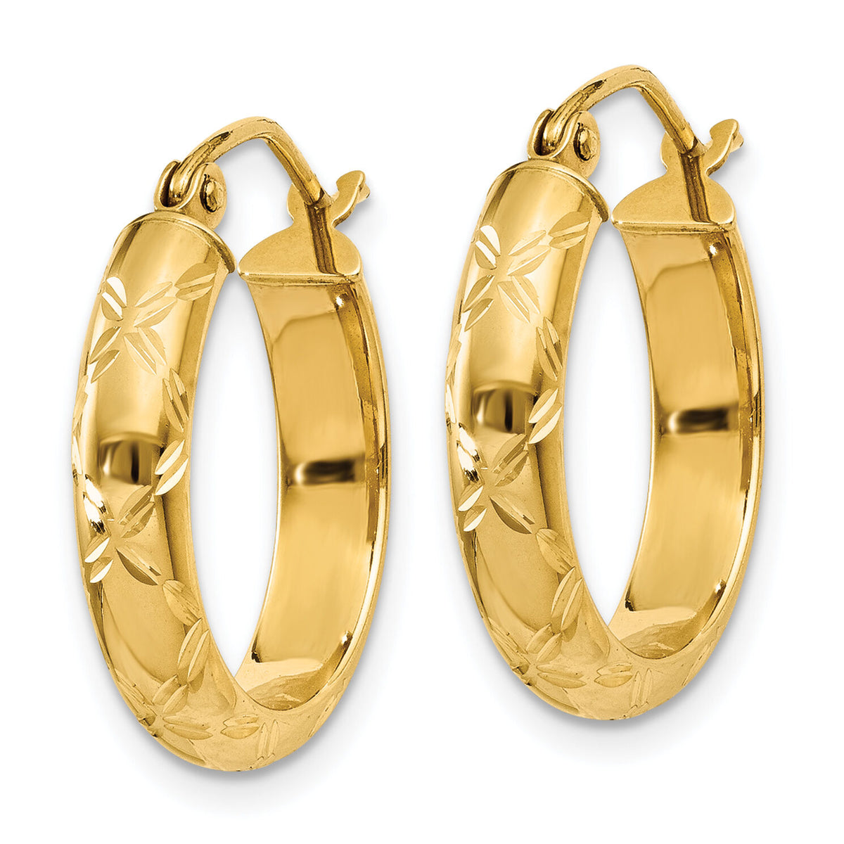 14k Diamond-cut Polished Hoop Earring-TC711