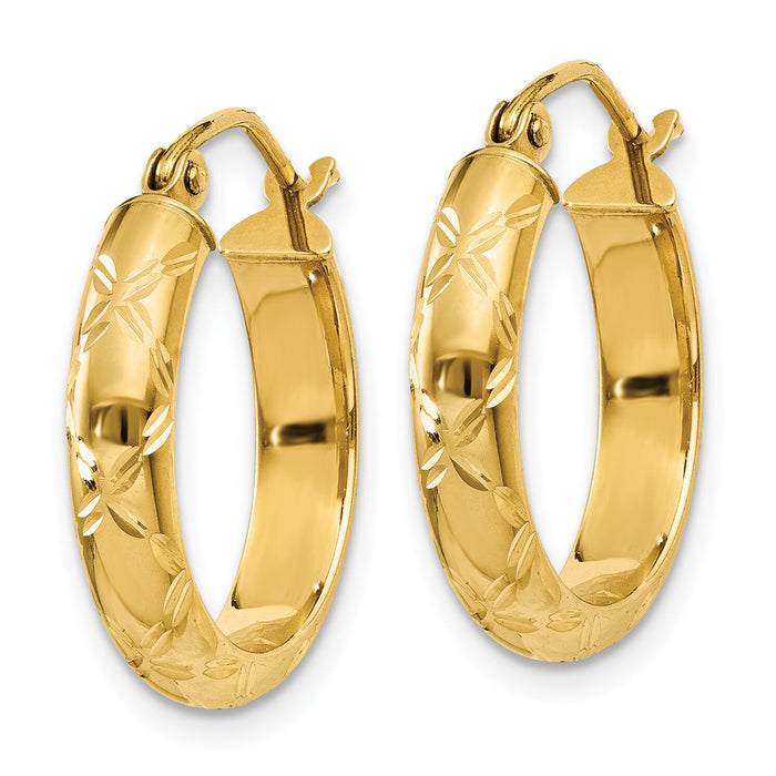 14k Diamond-cut Polished Hoop Earring-TC711