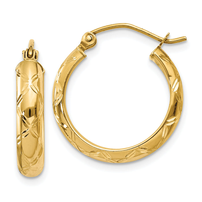 14k Diamond-cut Polished Hoop Earring-TC711