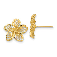 14K Diamond-cut Filigree Plumeria Earrings-TC731