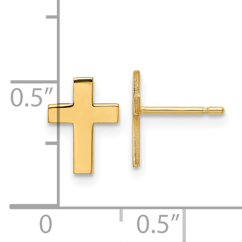 14k Polished Cross Earrings-TC740
