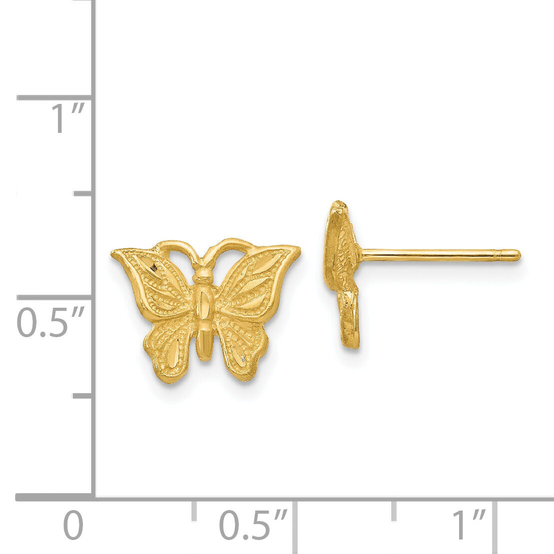 14K Diamond-cut Butterfly Earrings-TC746