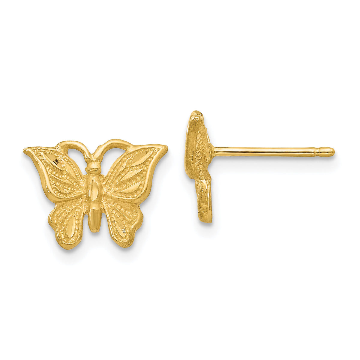 14K Diamond-cut Butterfly Earrings-TC746