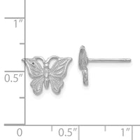 14K White Gold Diamond-cut Butterfly Earrings-TC746W