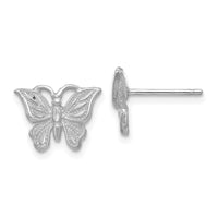 14K White Gold Diamond-cut Butterfly Earrings-TC746W