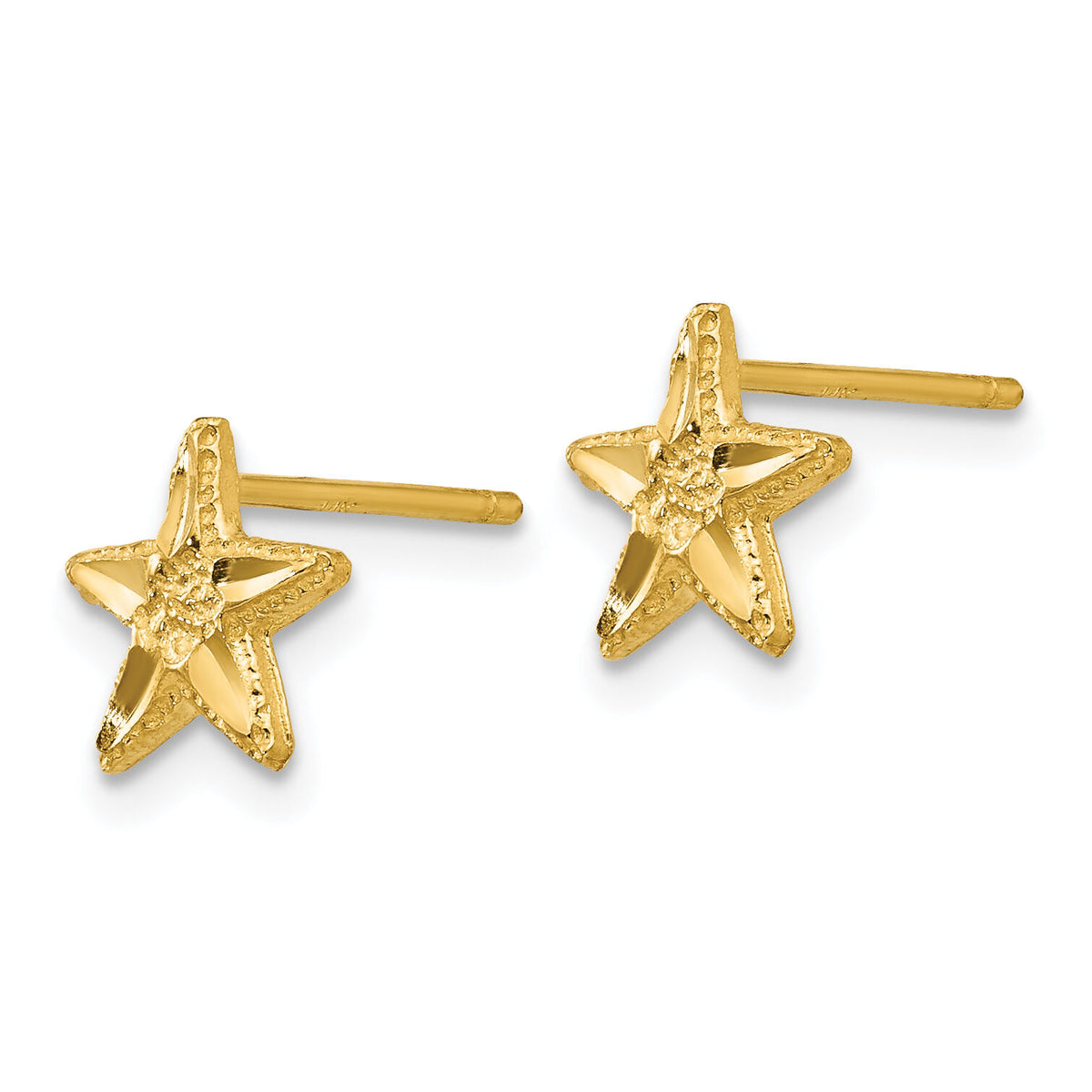 14K Diamond-cut Starfish Earrings-TC749
