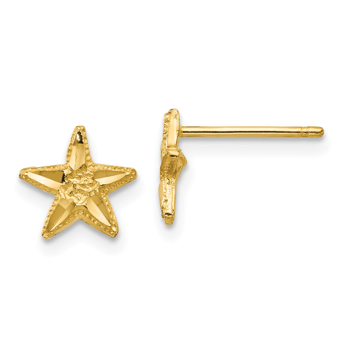14K Diamond-cut Starfish Earrings-TC749
