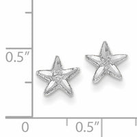14k White Gold Diamond-cut Starfish Earrings-TC749W