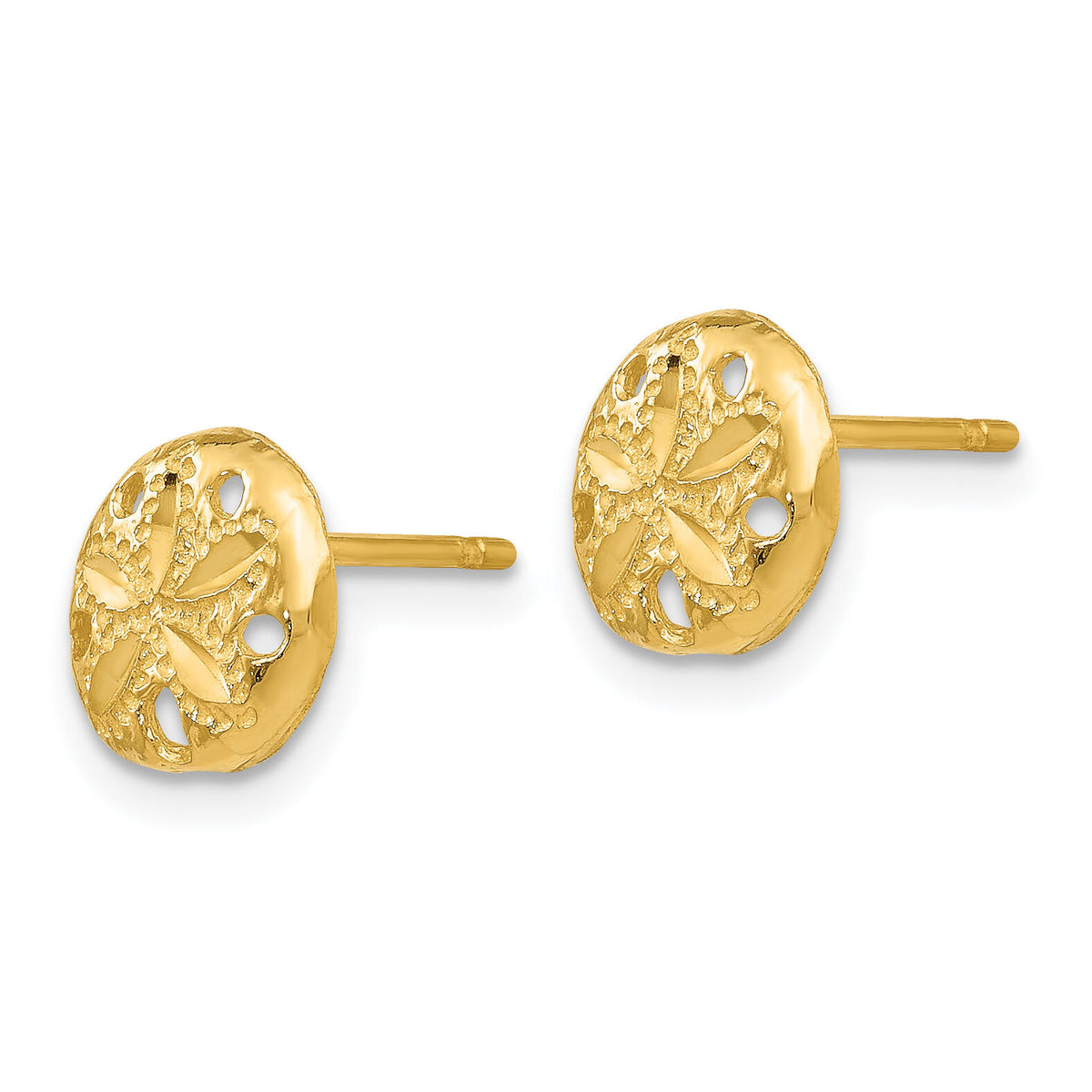 14K Diamond-cut Sand Dollar Earrings-TC766