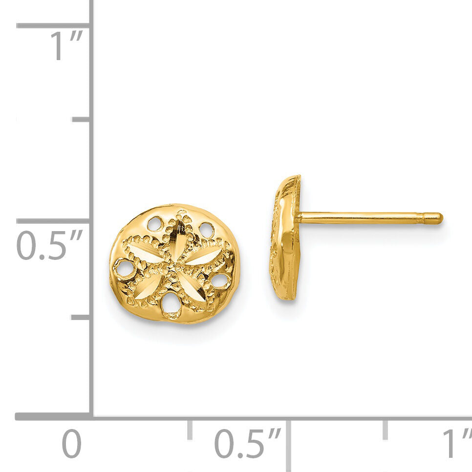 14K Diamond-cut Sand Dollar Earrings-TC766