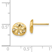 14K Diamond-cut Sand Dollar Earrings-TC766