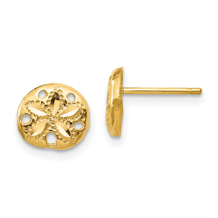 14K Diamond-cut Sand Dollar Earrings-TC766