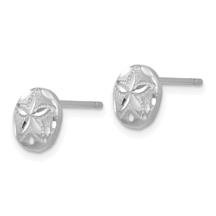 14k White Gold Diamond-cut Sand Dollar Earrings-TC767W