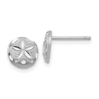 14k White Gold Diamond-cut Sand Dollar Earrings-TC767W