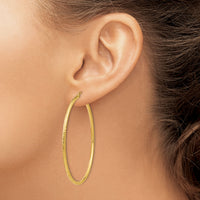 14k Diamond-cut 2mm Round Tube Hoop Earrings-TC768