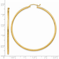 14k Diamond-cut 2mm Round Tube Hoop Earrings-TC768