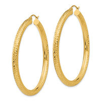 14k Diamond-cut 4mm Round Hoop Earrings-TC771