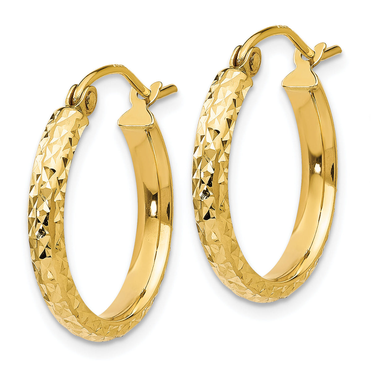 14K Diamond-cut 2.8x18mm Hollow Hoop Earrings-TC793