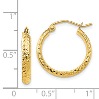 14K Diamond-cut 2.8x18mm Hollow Hoop Earrings-TC793