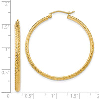 14K Diamond-cut 2.8x37mm Hollow Hoop Earrings-TC797