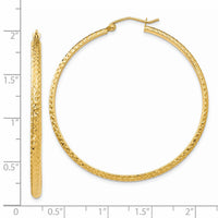 14K Diamond-cut 2.8x46mm Hollow Hoop Earrings-TC798