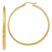 14K Diamond-cut 2.8x46mm Hollow Hoop Earrings-TC798