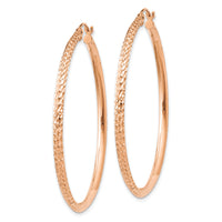 14K Rose Gold Knife Edge Diamond-cut Hollow Hoop Earrings-TC821R