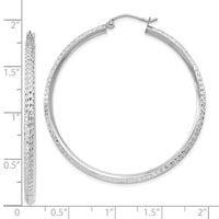 14K WG Knife Edge Diamond-cut Hollow Hoop Earrings-TC821W