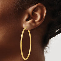 14K Knife Edge Diamond-cut Hollow Hoop Earrings-TC822
