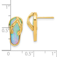 14k Polished w/Created White Opal Flip Flop Post Earrings-TC985