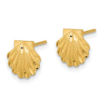14k Satin Diamond-cut Seashell Post Earrings-TC987