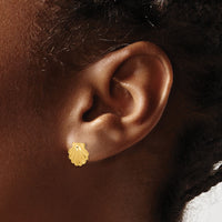 14k Satin Diamond-cut Seashell Post Earrings-TC987