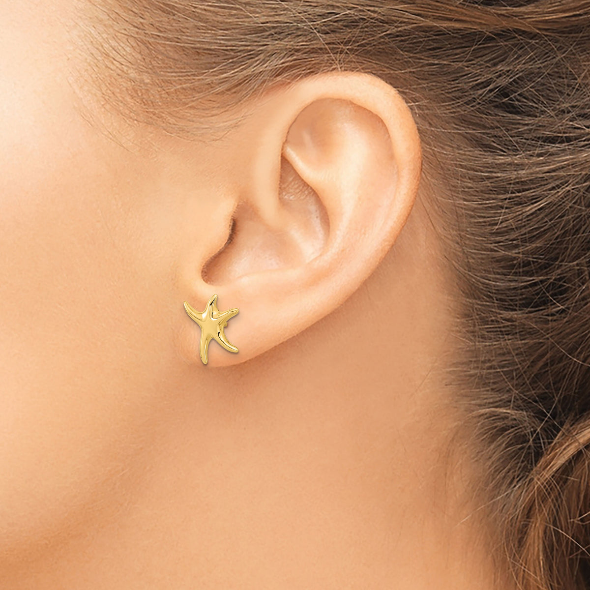 14k Polished Starfish Post Earrings-TC991