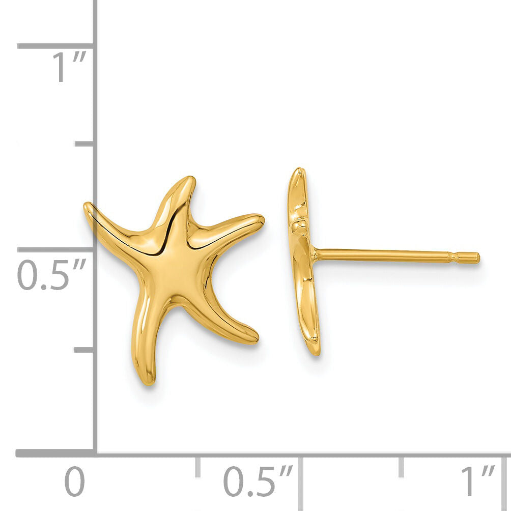 14k Polished Starfish Post Earrings-TC991