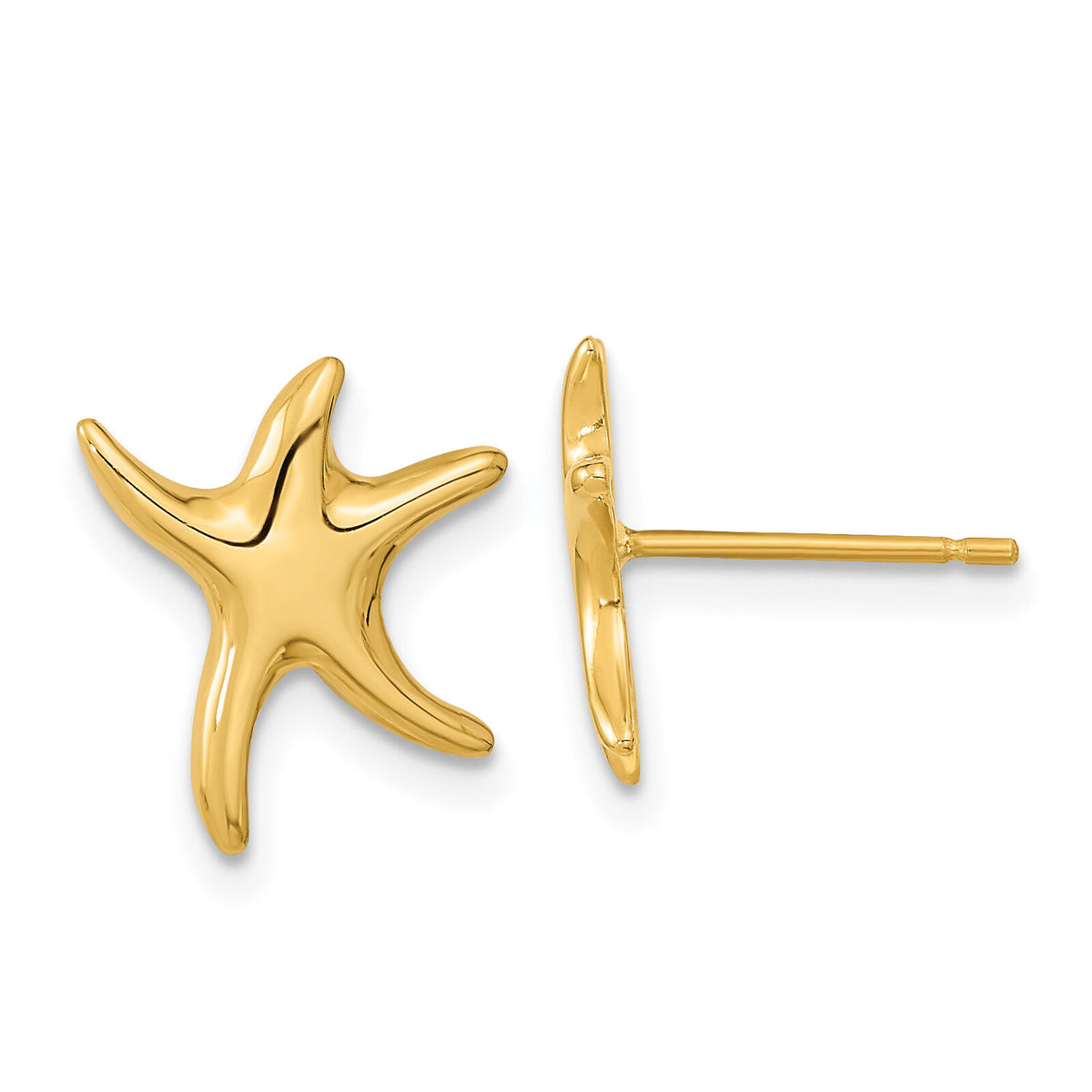 14k Polished Starfish Post Earrings-TC991