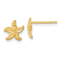 14k Satin Diamond-cut Starfish Post Earrings-TC992