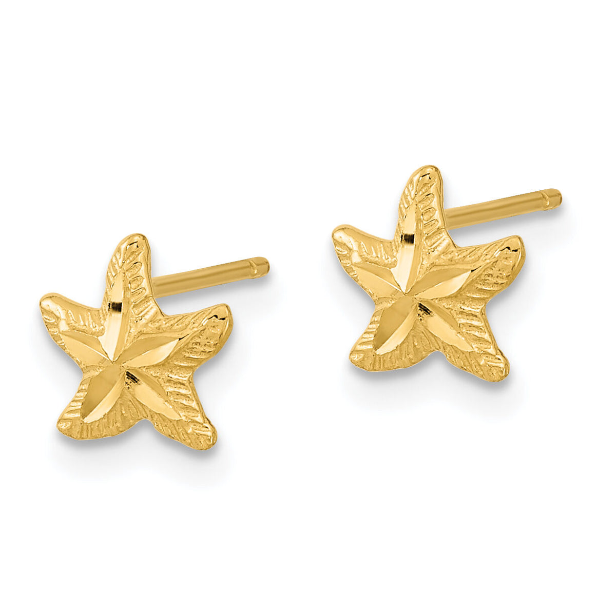 14k Polished Diamond-cut Starfish Post Earrings-TC993
