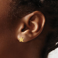 14k Polished Diamond-cut Starfish Post Earrings-TC993