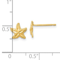 14k Polished Diamond-cut Starfish Post Earrings-TC993