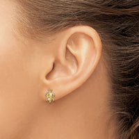14k Polished Diamond-cut Sea Turtle Post Earrings-TC994