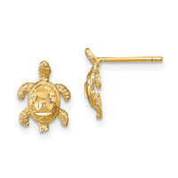 14k Polished Diamond-cut Sea Turtle Post Earrings-TC994